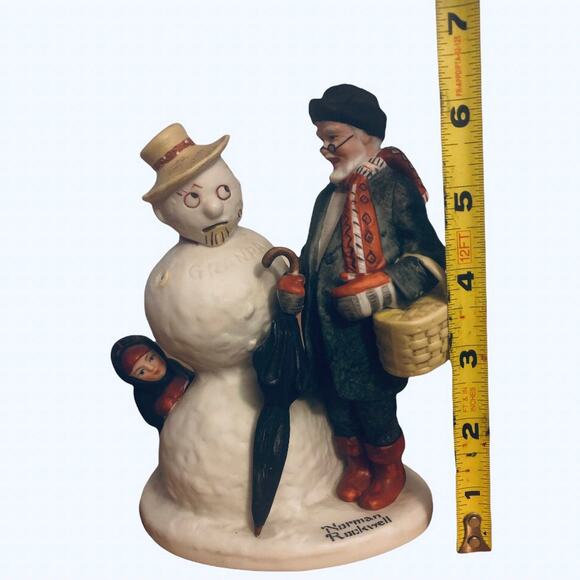 1980 Norman Rockwell Grandpa Snowman Danbury Mint Ceramic Holiday Home Decor - Picture 5 of 10